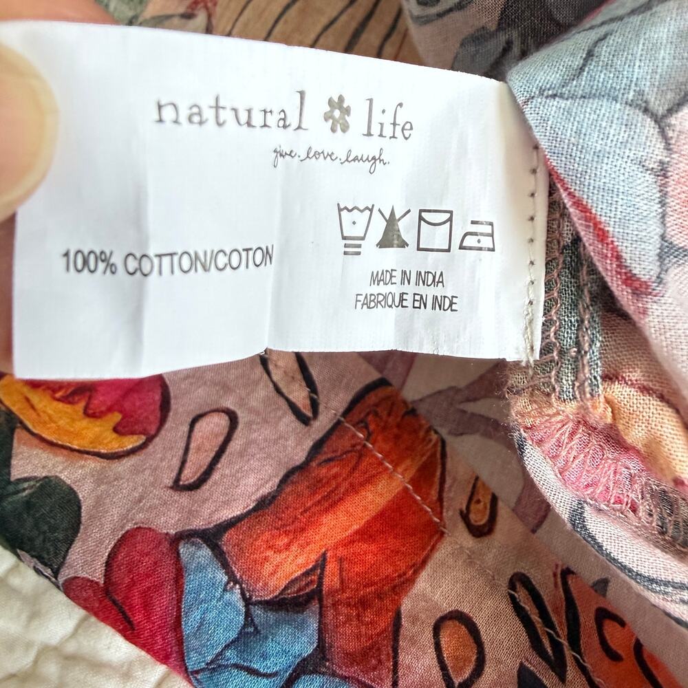 Natural Life OS Floral Mushroom Button Down Shirt 100% Cotton Boho Oversized Top - Picture 7 of 7